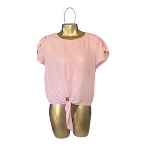 Shein Light Pink Front Tie, Shortsleeved Blouse, Size Medium
